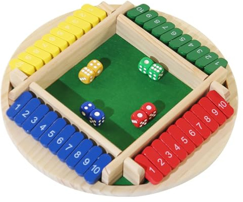 IZDUDO Shut The Box Spiel 4 Spieler, Klassisches Traditional Brettspiel | Mathematik Lernspielzeug ab 3 Jahre, Familienspiel Gesellschaftsspiele für Kinder und Erwachsene