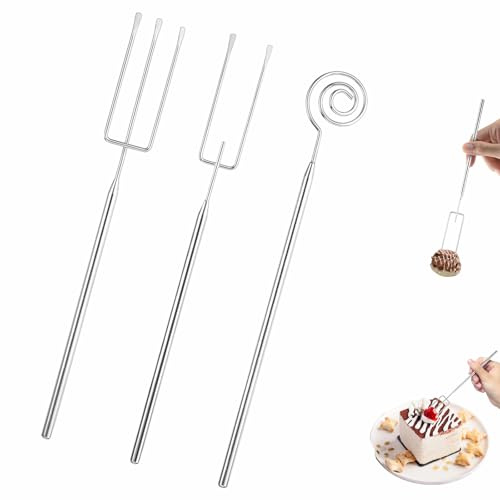 3 Pezzi Forchette per Cioccolatini, Forchette per Praline in Acciaio Inox, Forchetta per Immersione, Posate per Cioccolato per Fonduta e Dolci Fai da Te