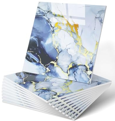 WADILE 20x Selbstklebende Marmorfliesen 30x30cm Wasserdicht für Dusche Küche Badezimmer PVC Wandpaneele