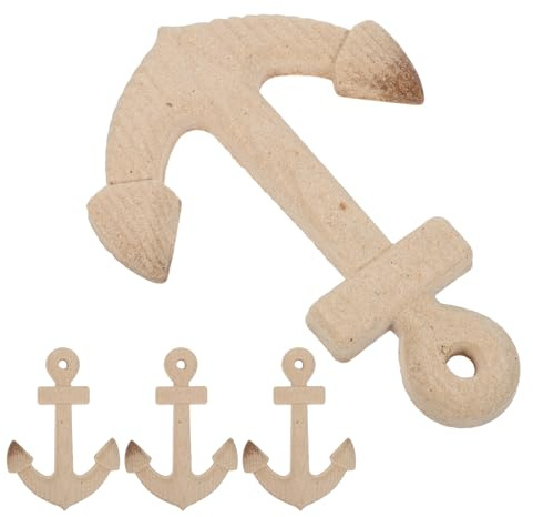 MUELODSIC Decorazione Murale di Ancora in Legno 4 Pezzi per Casa e Soggiorno, Stile Nautico Rustico, Facile da Installare e Personalizzabile con Pittura Fai da Te