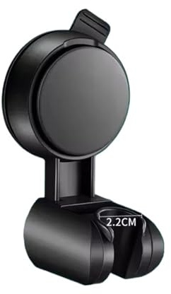 soporte de regadera Cabezal de ducha con ventosa ajustable 360°, soporte mano for montaje en pared, accesorios baño sin perforaciones(Black)
