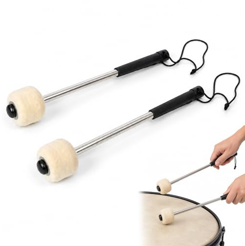 2 StüCke TrommelstöCke,Fan Trommel,Trommel SchläGel,MarschschläGel,Bass Mallet,Pauke,Filz Kopf Schlagzeug SchläGel,SchläGel Pauken SchläGel Mit Edelstahl FüR Bassdrum,DrumstickköPfe,Schlaginstrumente