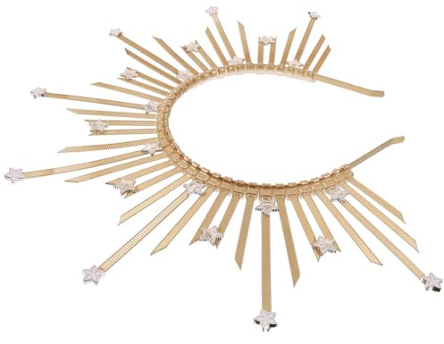 GOOHOCHY Haarreif Sonne Gold mit Stachelkronen Leichtes und Komfortables Göttinnenstirnband für Damen für Halloween und Retro Party Accessoire