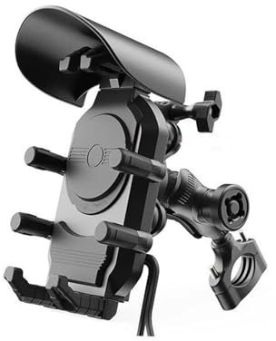 YUQUDGELKY Stoßsichere Motorrad Handyhalterung 15W Kabelloses Laden 18W USB 30W Typ C Schnellladung Motorrad Fahrrad Roller Ständer