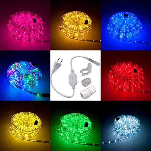 Kit complet avec tube lumineux en LED RVB avec accessoires, éclairage LED de lumière verte, rouge, blanc chaud de 5 mètres jusqu'à 50 mètres, LED F3, Rot, 20 m