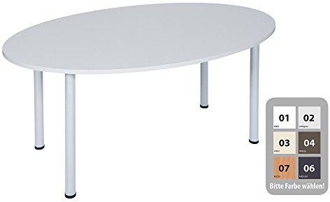 Dila GmbH Besprechungstisch Schreibtisch Konferenztisch Oval Tisch Büromöbel Schreibtische (Ahorn, 170 x 110)