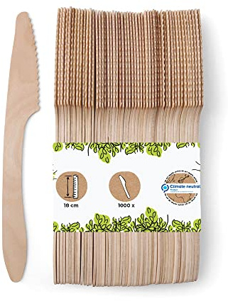 BIOZOYG Jetable couteau en bois | couverts bio jetable en bois jetable couteau en bois graisser couteau en bois couteau vaisselle