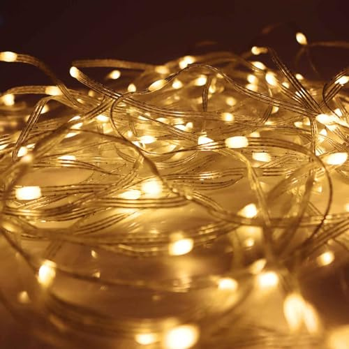 Qbis 200 Warm White Fairy Lights with Remote, 8 modes & 6hr Timer, 20m Transparent Wire, fairy lights plug in Christmas decorations, Indoor & Outdoor Christmas Lights, Waterproof Christmas tree lights