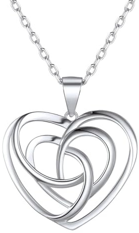 ChicSilver Silver Necklaces Women Sterling Silver Celtic Heart Knot Pendant Jewellery Lucky Irish Gifts for Mum Daughter