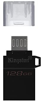 Kingston DataTraveler microDuo3 G2, DTDUO3G2/128GB Drive Flash microUSB e USB Type-A per Android OTG, Nero
