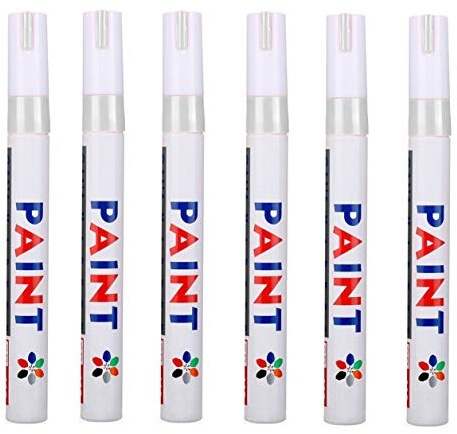 Pennarello per pneumatici per auto, moto, bicicletta, marcatore per pneumatici, etichettatura, impermeabile, colore bianco, 6 pezzi