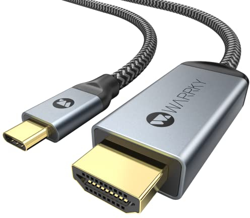 WARRKY Cavo da USB C HDMI 4K@60Hz, [Spine Placcate in Oro] Cavo USB C a HDMI Compatibile con Thunderbolt 3/4, MacBook Pro/Air, iMac, iPad Pro/Air, Surface Pro/Go, Galaxy S23-1m