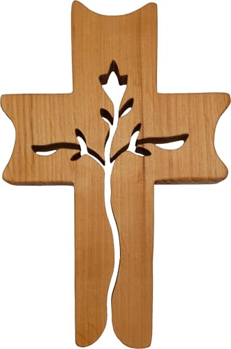 Kaltner Präsente Wandkreuz Holz modern – Kreuz aus Buche „Baum des Lebens“ – Kruzifix schlicht & dekorativ – christliche Wanddeko – Geschenk zur Taufe, Kommunion, Firmung – 19 cm