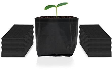 AC Infinity Nursery Bags 3.7 Liter, Non-Woven Fabric Growing Pouches | 50-Pack Biodegradable Plant Pots for Seed Starting, Soil Transplant, Home Garden Supply