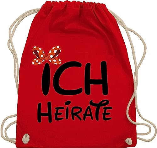 Turnbeutel Rucksack - JGA Junggesellenabschied Frauen - Ich heirate Schleife schwarz - Unisize - Rot - brauttaschen bachelorette party juterucksack junggesellinnenabschied outfit jungesselnabschied