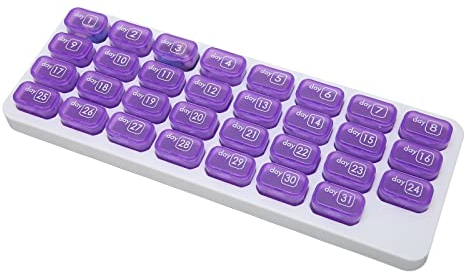 Tablettenbox 1 Monat,Pillendose 31 Tage 4 Fächer und Pillen Organizer monatlich,Pillendose für Pillen/Vitamine/Fischöl/Kapsel,Tragbare Pillenbox für Tabletten & Supplement,für Unterwegs