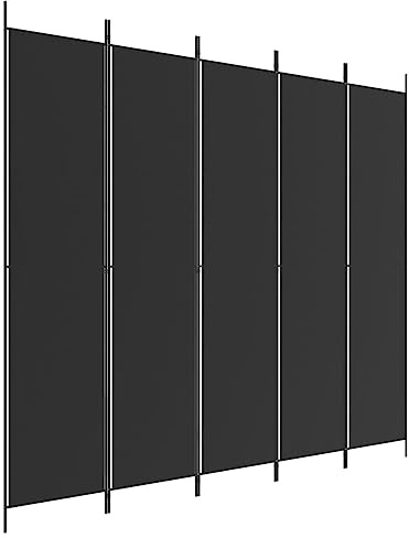 vidaXL Paravent 5-TLG. Raumtrenner Raumteiler Trennwand Umkleide Sichtschutz Spanische Wand Wohnzimmer Schlafzimmer Schwarz 250x220cm Stoff