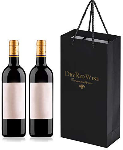 Flaschentüten 10 Stück Geschenktüten Wein Champagner Flaschentüten Verpackung Kraftpapier Elegant Weinbeutel Tragbar Recycelbar Weintüten mit Henkel Weintragetasche für Hochzeit Party Geburtstag