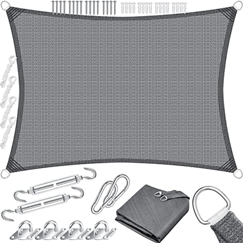 KESSER® Sonnensegel Sonnenschutz Windschutz | HDPE Gewebe | wasserabweisend & windabweisend | Rechteck 3x4m | 5-Fach quer vernäht robust & stabil Schattenspender Garten Balkon Terrasse Grau