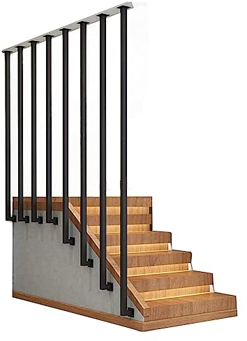 Decken-Treppenhandläufe – Schmiedeeisernes Treppengeländer, seitlich montiertes Geländer-Haltegeländer – L-förmiger quadratischer Treppenhandlauf mit Metallstangen, schwarze Sicherheit ( Size : 95cm )