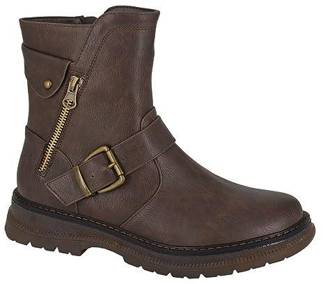 Cipriata L320B-5 Tilda, Womens Inside Zip Ankle Biker Boots Brown size 5 UK