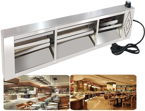 Lampada Riscaldante per Alimenti, Lampade Scaldavivande Cucina Sospeso, Lampade Riscaldanti per Cucina a Buffet Temperatura Regolabile 30-85°C per Ristoranti, Cucine, Hotel (1 Pezzo, 90 * 15 * 6,5cm)
