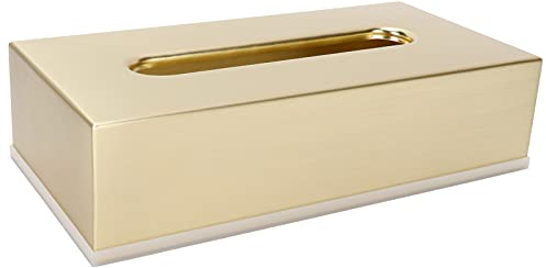 QANYEGN Rechteckiger Serviettenhalter, Kosmetiktücher Box, Taschentuchbox aus Edelstahl 304, Gold Seidenpapierhalter Box für Schlafzimmer, Badezimmer, Schminktisch