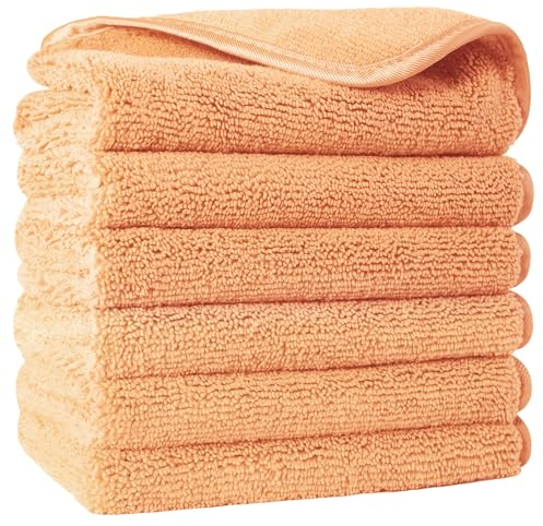 Polyte - Premium-Waschlappen aus Mikrofaser - fusselfrei - Orange - 33 x 33 cm - 6 Stück