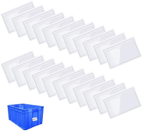 20 Stück Visitenkartentaschen Selbstklebend, Wasserfest Visitenkarten Taschen, Transparent Beschriftungsfenster Visitenkartenhüllen Kleben Sichthüllen für Büro Zuhause Schule(Size:8.5 * 6CM)