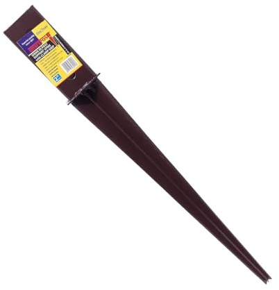 Swiftpost 6 x Fence Post Holder Garden Arch Fruit Cage Support Drive Down Spike Pre-Drilled Brown for 50mm x 50mm posts, 450mm Spike Pre-Drilled (2 x 18), Metal, Pack of 6, Garden