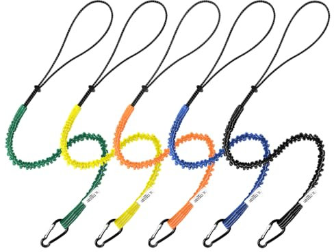 CYSKY 5 Pack Retractable Tool Lanyard with Aluminum Nut Lock Carabiner, Tool Tether Lanyards for Hand Power Tools, Maximum Weight Limit 13.6KG / 30lb (Colorful)