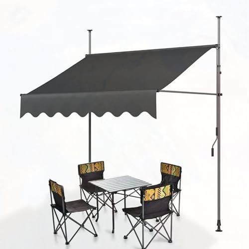 Toldo Manual Retractil, Toldo Ajustable con Manivela para Balcón, Toldos Exterior Terraza Enrollable, Impermeable Toldo, Toldos Baratos para Cenador, Jardín, Restaurante, Cafetería(Color:Gris,Size:250