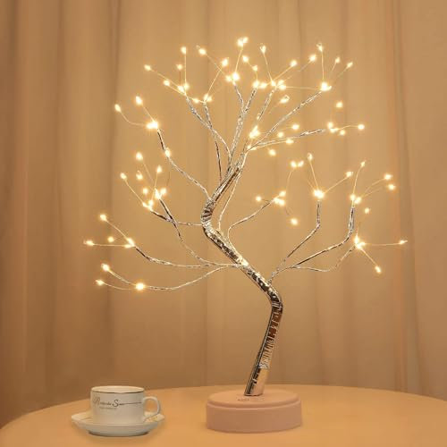 Bonsai Baum Licht Warmweiß, 108 LED Baum Lampe, 8 Modi Dimmbar, USB/Batteriebetrieben, LED Deko Lampe Leuchtzweige, Verstellbare Äste, Lichterbaum für Party Geburtstag Weihnachten Innendekoration