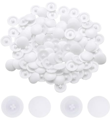 PRAOFRT 100 Stück 11.5MM Abdeckkappen für bohrlöcher,Schraubenabdeckung weiss,Bohrloch abdeckkappen,Selbstklebende Abdeckkappen Geeignet für 3,5- und 4-mm-Flachkopfschraubenlöcher