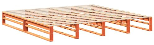 vidaXL Massivholzbett, Bettgestell Bettrahmen mit Lattenrost, Holzbett Bett für Schlafzimmer, Palettenbett Doppelbett, Wachsbraun 180x200cm Kiefer