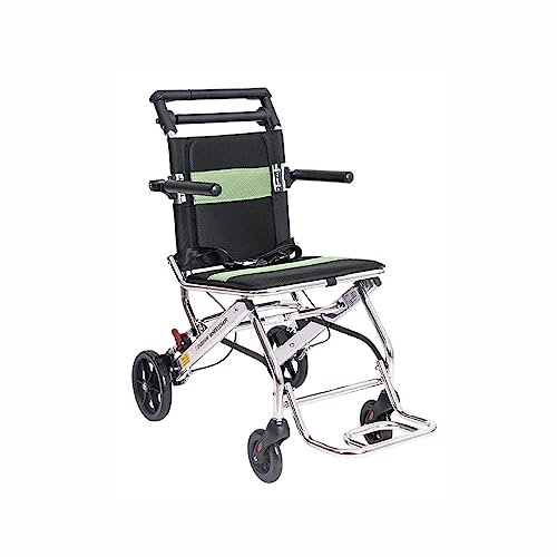 QXIWAOE Tragbarer Klapprollstuhl mit Handbremse, ultraleichter Transportrollstuhl, Reiserollstuhl aus Aluminiumlegierung für ältere Menschen und Kinder
