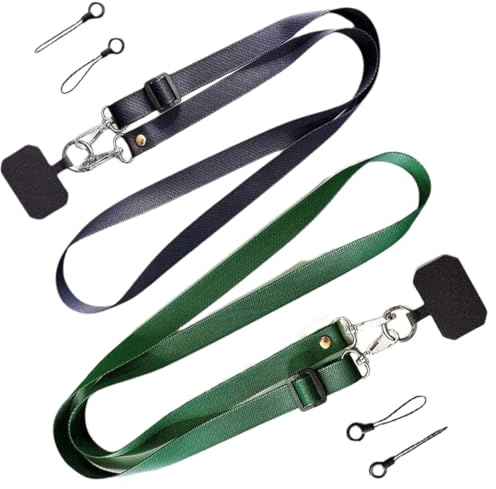 SIVZUMO Tour de cou telephone portable, Réglable Amovible en Nylon Pendentifs Collier de Longe Porte-clés Cordon pour Plupart de Téléphones Intelligents, Vert +Marine