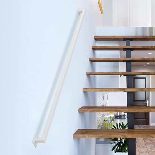 Gorssen 60cm Weiß Handlauf,Treppenhandläufe Eisen | behinderte und ältere Menschen Sicherheit rutschfeste Treppe Handlauf,für Badezimmer Toiletten Indoor Outdoor Handläufe
