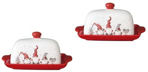 TOPBATHY 2 Piezas Plato De Cerámica Contenedor De Plato De Queso Ahorrador De Mantequilla Mantequera De Porcelana De Mantequilla Rueda De a Contenedor De a