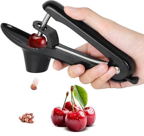 kirschkernentferner mit Edelstahlstab, schnell entfernender Kern, tragbares Küchenwerkzeug, geeignet für Kirschen, Pflaumen, Oliven, Datteln, Weißdorn