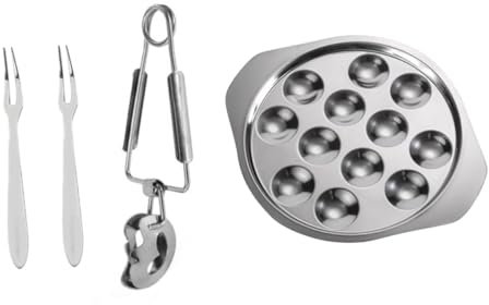 SHOWERORO Assiette Pour Escargots Plateau De Cuisson Ensemble De Fourchettes Pour Fours Et Grils Présentation De Mets