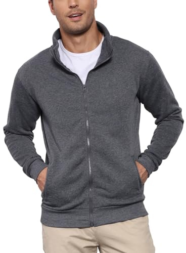 LAOARA Herren Sweatjacke Pullover Hoodie Sweatshirt ohne Kapuze mit Reißverschluss Zipper Fleecejacke M-3XL