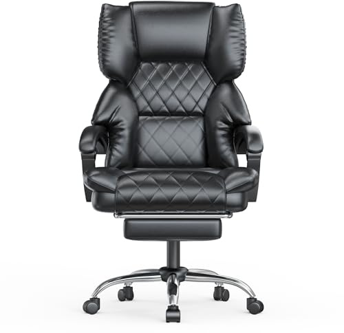 naspaluro Ergonomisk kontorsstol med fotstöd, stol 150 kg svart