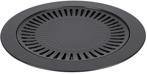 Luqeeg 12.6in Grilling Pan, Korean BBQ Grill Pan, BBQ Round Grate, Non Stick Smokeless Barbecue Plate for Indoor, Outdoor, Grilling, Grill Accessories