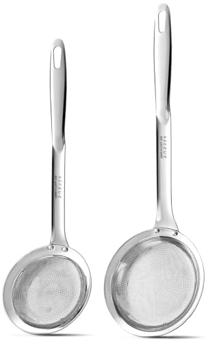 Ugotit Fat Skimmer - Juego de cucharas de acero inoxidable 304, colador de alimentos de malla fina | Espumador de grasa y espumador de sopa, para olla caliente, salsa, caldo, separador de aceite, eliminación de grasa