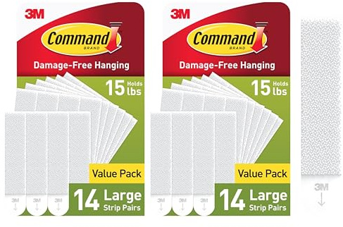 Command Strisce grandi per appendere quadri, 6,8 kg, 28 paia (56 strisce), ganci per quadri senza danni, ganci da parete per decorazione domestica, adesivo bianco
