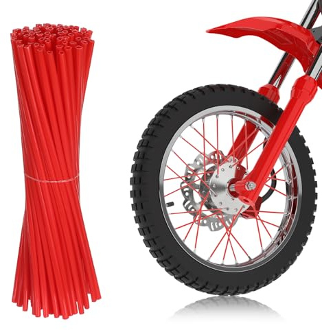 Abeillo Lot de 72 couvre-rayons pour moto - Résistantes - Universelles - Réflecteurs de rayons - Pour vélo et moto - Couverture complète (rouge)