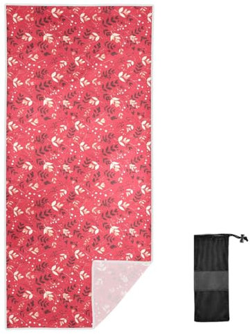 FRODOTGV Toalla de playa de bayas de acebo de Navidad con bolsa, suave, sin arena, toalla de secado rápido, accesorios de playa, esenciales para vacaciones, mujeres, para natación, gimnasio, deportes