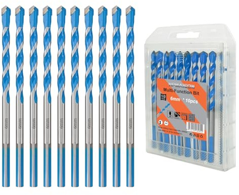 10Pcs Concrete & Masonry Drill Bits Set, 6mm Multi-Function Drill Bit Set | Industrial Strength Carbide Tip Drill Bits Set for Ceramic Tile, Porcelain, Concrete, Marble, Brick, Cement, Glass, Plastic