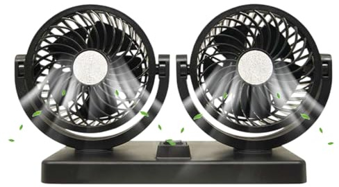 Car USB Cooling Fan – Double Head Adjustable Auto Ventilator, Interior Circulation Tool | 360-Degree Rotatable Airflow Device for Truck, SUV, Boat Cabin, Backseat Air Control, Camping, Weather Rides